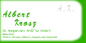 albert krosz business card